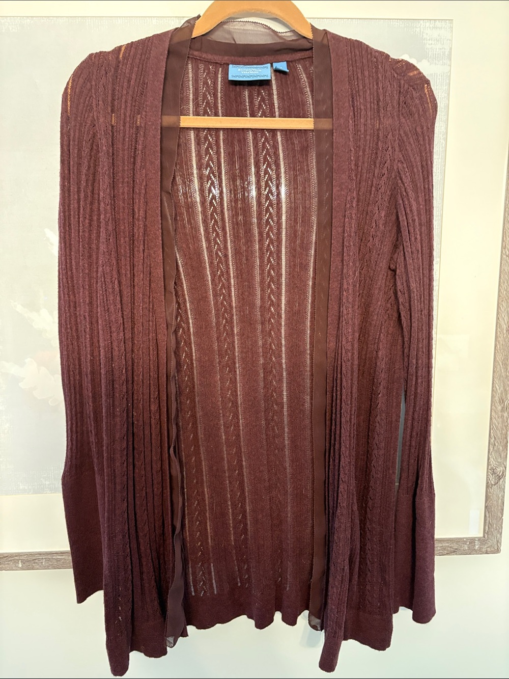 Lightweight Open-Front Burgundy Women’s Cardigan Sweater